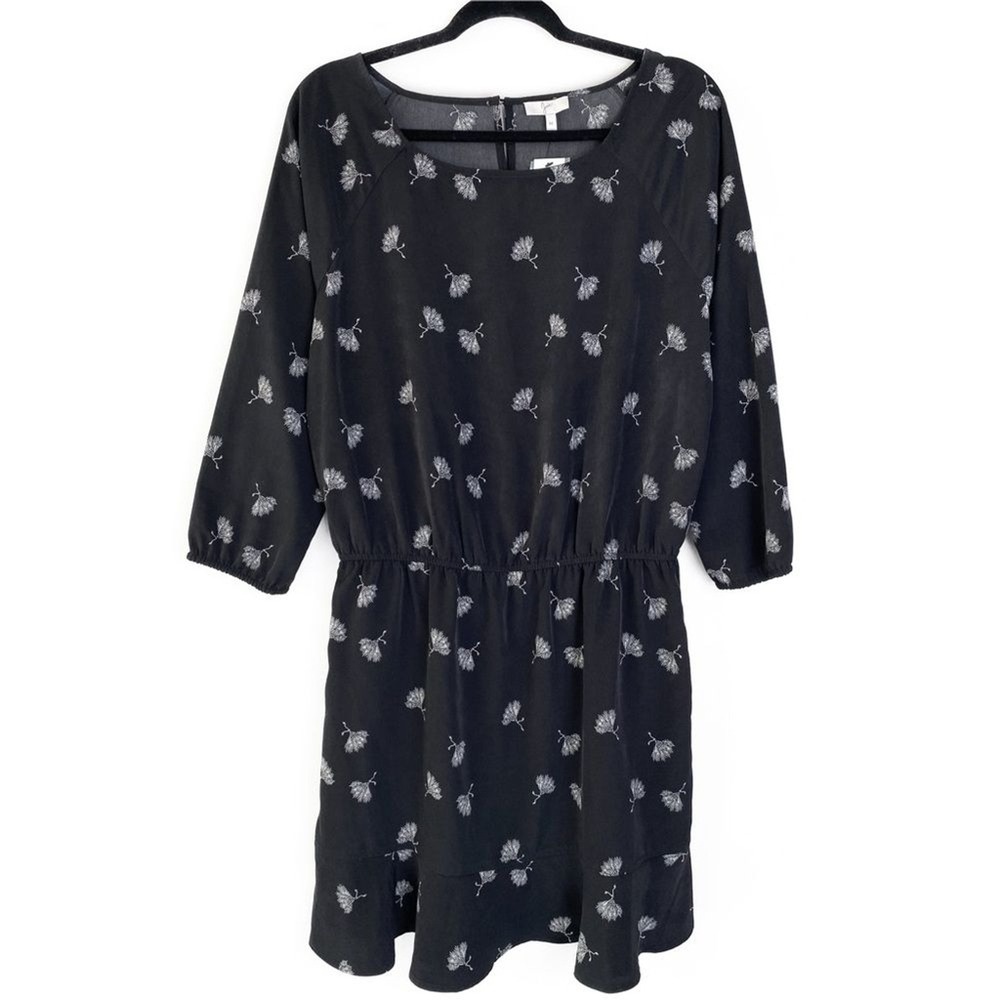 New Joie Womens Mini‎ Dress M Black Floral Whimsigoth Oriental Dark Romantic
